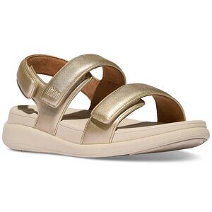 85$ FitFlop F-Mode Go Adjustable Backstrap Sandals Faux Leather Size 8 Platino